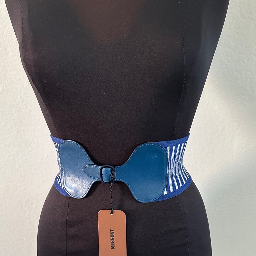 Missoni Blue and White Striped Belt
